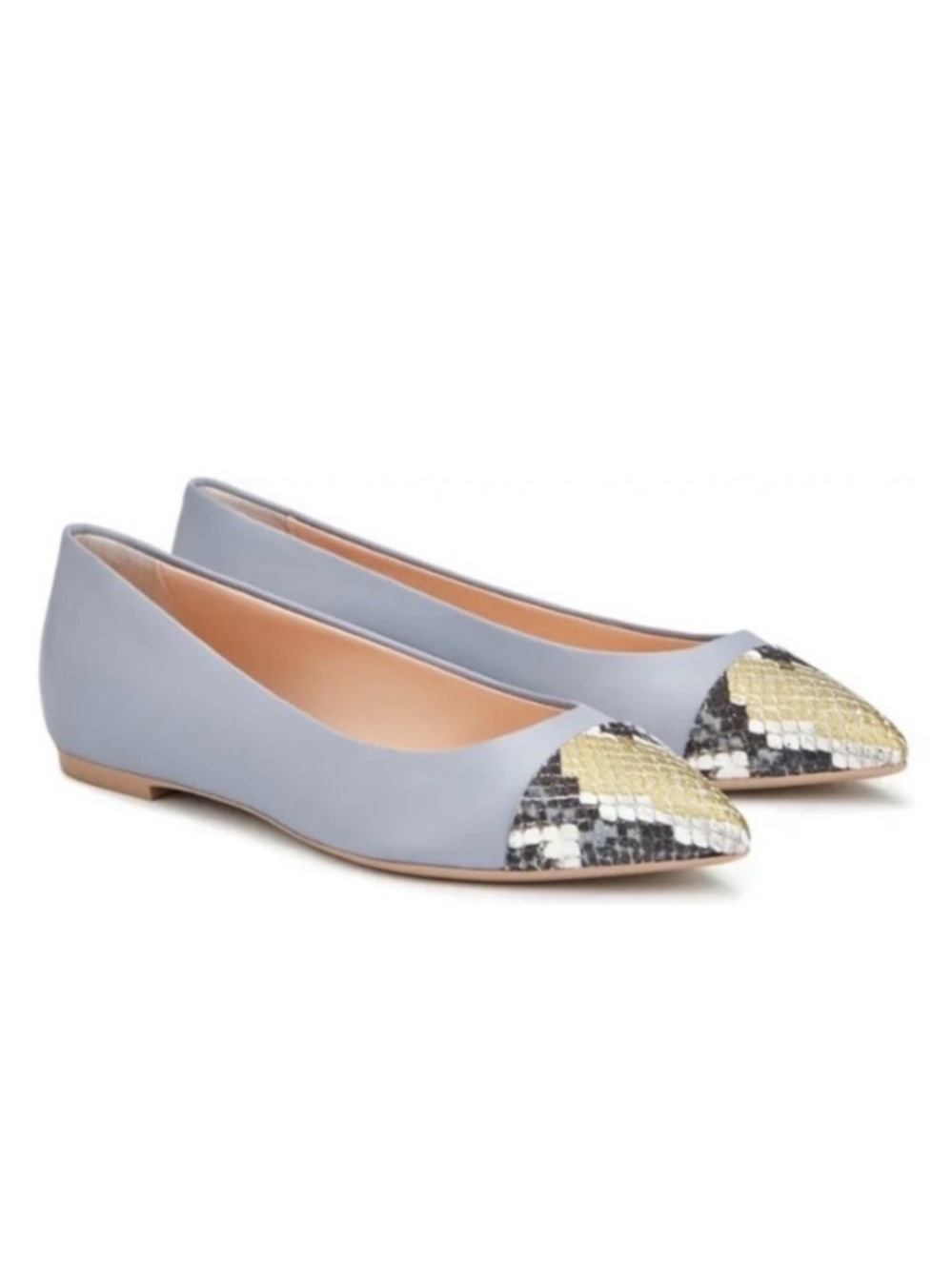 NIB AGL Mila Ballet Pointed Toe Flats with Snakeskin Accent - Size 36.5/6.5US